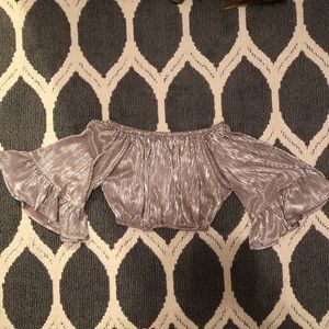 Off the shoulder metallic crop top